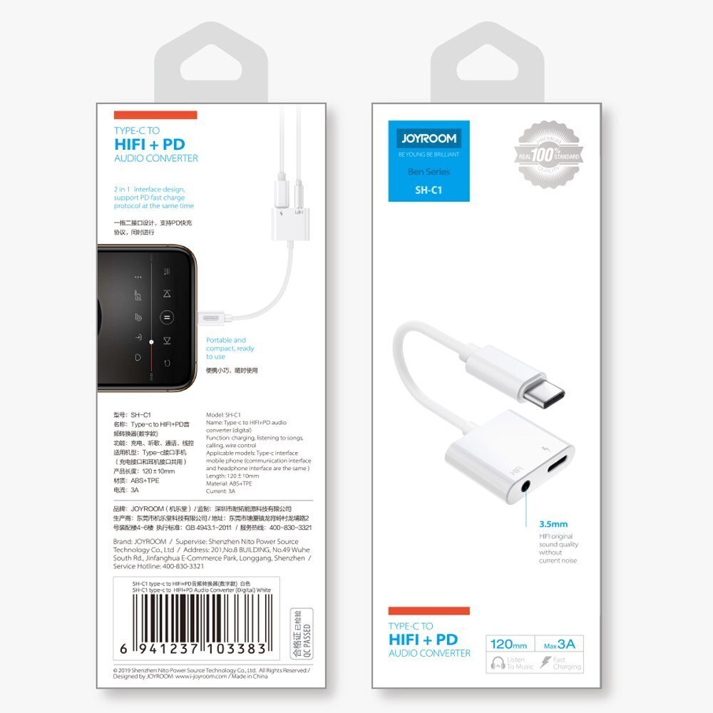 Joyroom adapteris, USB-C - USB-C / 3.5mm mini jack kaina ir informacija | Laidai telefonams | pigu.lt