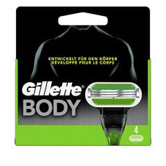 Kūno skustuvo galvutės Gillette Body, 4 vnt kaina ir informacija | Skutimosi priemonės ir kosmetika | pigu.lt