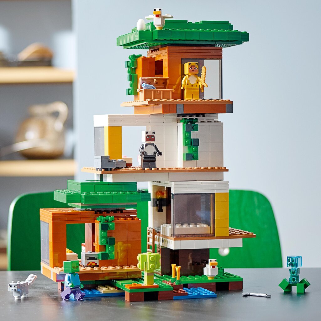 21174 LEGO® Minecraft Modernus namelis medyje kaina ir informacija | Konstruktoriai ir kaladėlės | pigu.lt