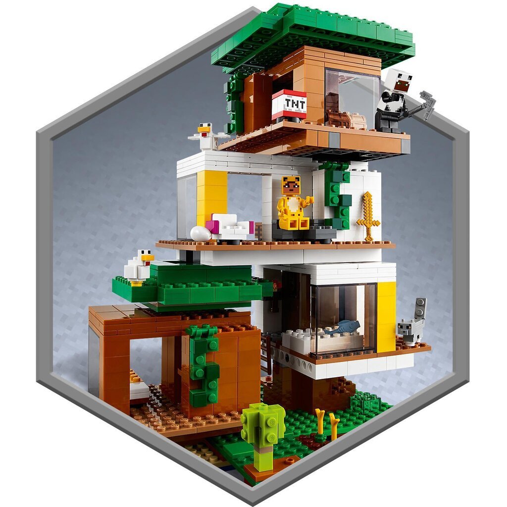 21174 LEGO® Minecraft Modernus namelis medyje kaina ir informacija | Konstruktoriai ir kaladėlės | pigu.lt