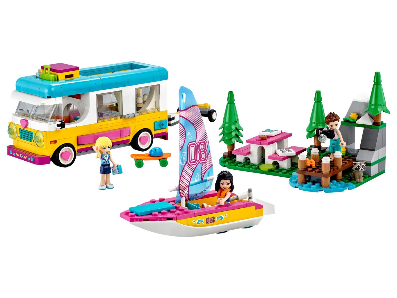 41681 LEGO® Friends Miško stovyklautojų furgonas ir burlaivis цена и информация | Konstruktoriai ir kaladėlės | pigu.lt