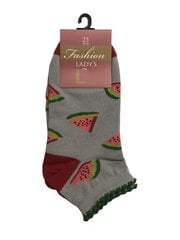 Trumpos kojinės moterims su dizainu Arbūzas, pilkos kaina ir informacija | Moteriškos kojinės | pigu.lt