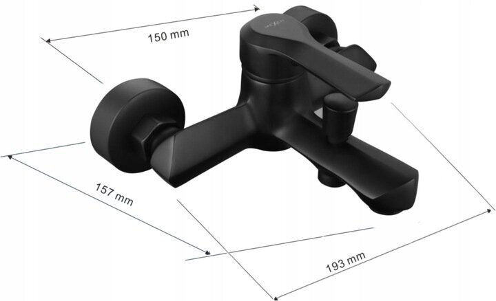Vonios dušo komplektas su maišytuvu Mexen Sabre R-62, Black kaina ir informacija | Vandens maišytuvai | pigu.lt