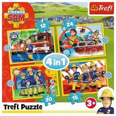 Комплект пазлов TREFL FIREMAN SAM 4в1 Пожарник Сэм цена и информация | Пазлы | pigu.lt