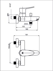 Vonios maišytuvas Rubineta Static-10 kaina ir informacija | Vandens maišytuvai | pigu.lt