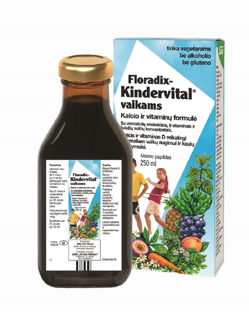 Maisto papildas Floradix Kindervital kalcis ir vitaminai vaikams, 250 ml цена и информация | Vitaminai, maisto papildai, preparatai gerai savijautai | pigu.lt