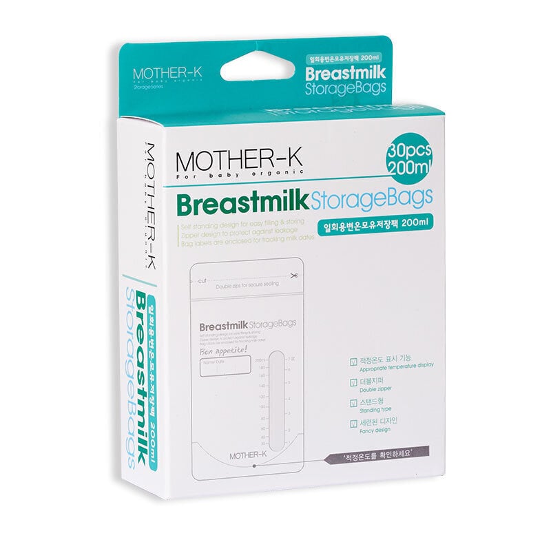 Mamos pieno saugojimo maišeliai Mother-K 200 ml, 30 vnt. kaina ir informacija | Kūdikių indai, indeliai pienui ir įrankiai | pigu.lt