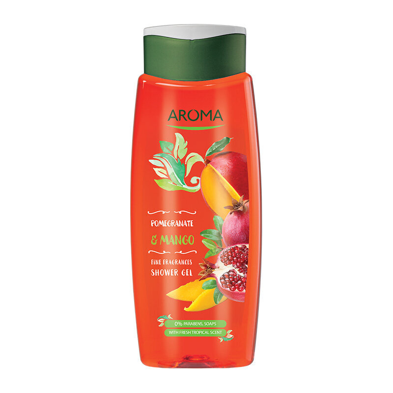 Dušo želė Aroma Pomegranate & Mango Shower Gel, 400 ml kaina ir informacija | Dušo želė, aliejai | pigu.lt