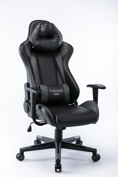 Žaidimų kėdė NORE Viking, juoda/pilka