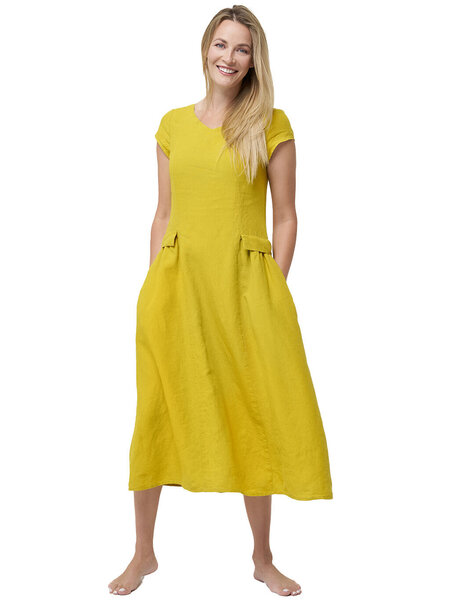 Lininė suknelė moterims, geltonos spalvos kaina | pigu.lt