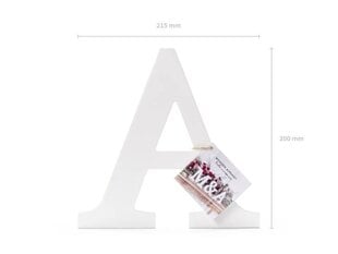 Medinė raidė A, balta, 21,5 x 20 cm kaina ir informacija | Dekoracijos šventėms | pigu.lt