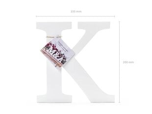 Деревянная буква K, белая, 19,5 x 20 см цена и информация | Праздничные декорации | pigu.lt
