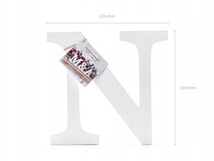 Деревянная буква N, белая, 21,5 x 20 см цена и информация | Праздничные декорации | pigu.lt