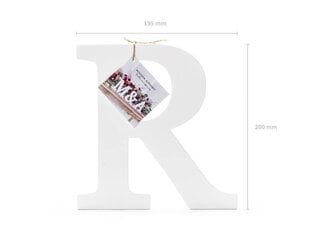 Medinė raidė R, balta, 19,5 x 20 cm kaina ir informacija | Dekoracijos šventėms | pigu.lt