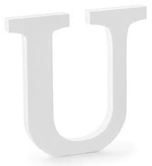 Деревянная буква U, белая, 20,5 x 20 см цена и информация | Праздничные декорации | pigu.lt