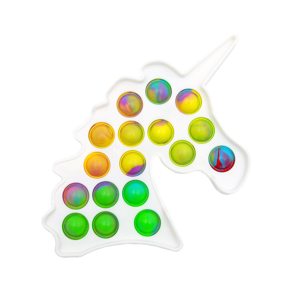 Silikoninis žaislas POP - IT vienaragis baltas su spalvotais burbulais kaina ir informacija | Stalo žaidimai, galvosūkiai | pigu.lt