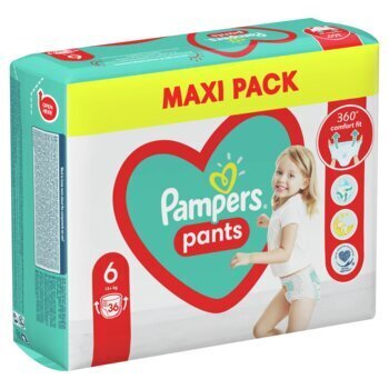 Sauskelnės-kelnaitės PAMPERS Pants Maxi Pack 6 dydis 15+ kg, 36 vnt. kaina ir informacija | Sauskelnės | pigu.lt