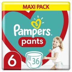 Sauskelnės-kelnaitės PAMPERS Pants Maxi Pack 6 dydis 15+ kg, 36 vnt. цена и информация | Подгузники | pigu.lt