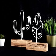 Medinių dekoracijų rinkinys Cactus Feather, baltas kaina ir informacija | Interjero detalės | pigu.lt