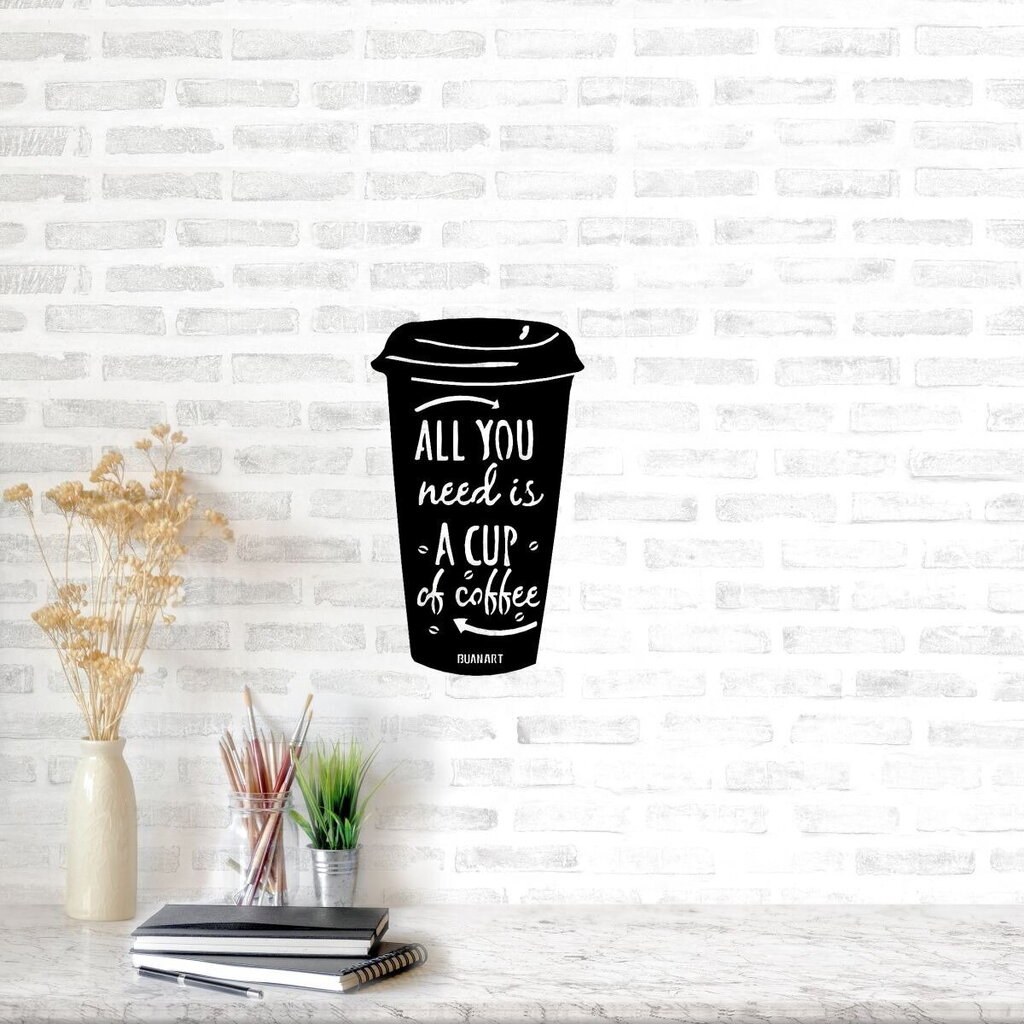 Metalinė sienos dekoracija All U Need is Coffee kaina ir informacija | Interjero detalės | pigu.lt
