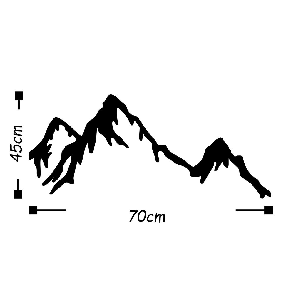 Metalinė sienų dekoracija Mountain, 70x30 cm kaina ir informacija | Interjero detalės | pigu.lt