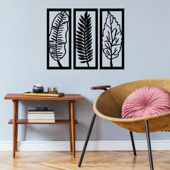 Metalinė sienų dekoracija Leaf Black, 70x55 cm kaina ir informacija | Interjero detalės | pigu.lt