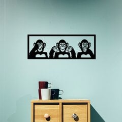Metalinė sienų dekoracija Three Monkeys M, 70x25 cm kaina ir informacija | Interjero detalės | pigu.lt