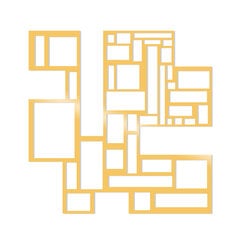 Metalinė sienų dekoracija Squares Gold, 50x50 cm kaina ir informacija | Interjero detalės | pigu.lt