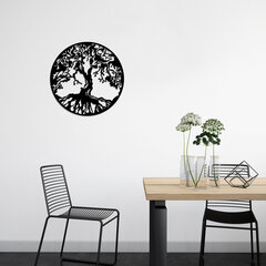 Metalinė sienų dekoracija Tree Black, 60x60 cm kaina ir informacija | Interjero detalės | pigu.lt