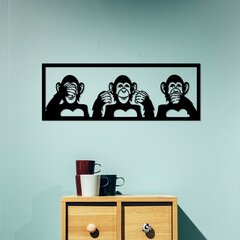 Металлическая декорация на стену Three Monkeys L, 100x36 см цена и информация | Детали интерьера | pigu.lt
