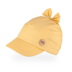 TuTu хлопковая одинарная шапка с козырьком и бантом для девочек, желтая цена и информация | Шапки, перчатки, шарфы для девочек | pigu.lt