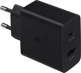 Samsung EP-TA220NBE 35W Duo USB-C и USB-A Порты PD Быстрая Адаптивная Зарядка Черная (Блистер) цена и информация | Зарядные устройства для телефонов | pigu.lt