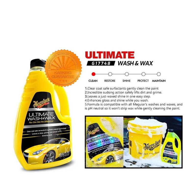 Automobilio šampūnas ir vaškas viename Meguiar's Ultimate Wash & Wax 2in1 Car Shampoo & Waxed Finish, 1420 ml kaina ir informacija | Autochemija | pigu.lt