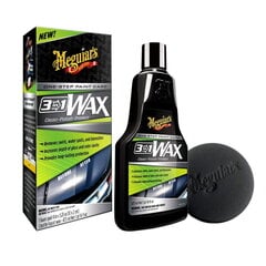 Automobilių vaškas ir aplikatorius Meguiar's 3in1 One step Pain Care Clean Polish Protect Wax, 473 ml kaina ir informacija | Autochemija | pigu.lt