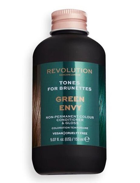 Pusiau ilgalaikiai plaukų dažai brunetėms Revolution Haircare London Tones for Brunettes, 150 ml, Green Envy kaina ir informacija | Plaukų dažai | pigu.lt