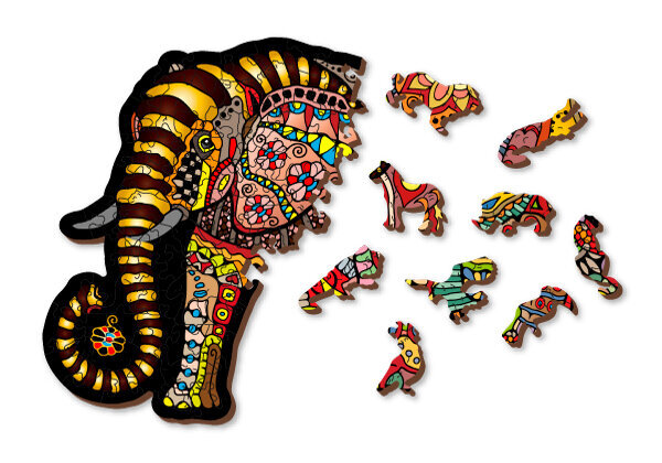 Medinė dėlionė Magiškas dramblys, 245 detalės kaina ir informacija | Dėlionės (puzzle) | pigu.lt