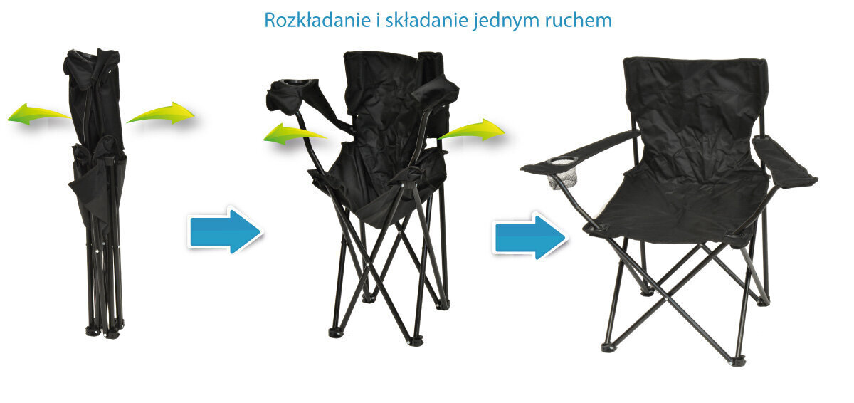 Sulankstoma turistinė kėdė Saska Garden, juoda kaina ir informacija | Turistiniai baldai | pigu.lt