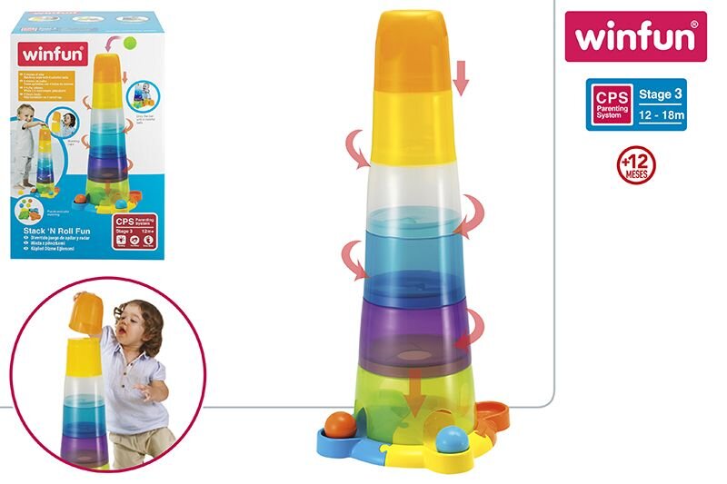 Piramidė su kamuoliuku WinFun, 12m+ kaina ir informacija | Žaislai kūdikiams | pigu.lt