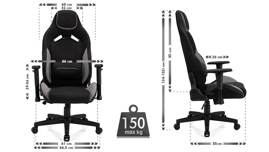 Žaidimų kėdė Sense7 Vanguard, juoda/pilka kaina ir informacija | Biuro kėdės | pigu.lt