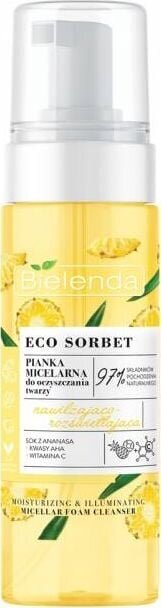 Ananasų micelinės putos Bielenda Eco Sorbet, 150 ml цена и информация | Veido prausikliai, valikliai | pigu.lt