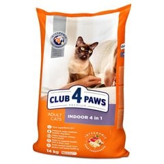 CLUB 4 PAWS Premium полнорационный сухой корм для взрослых кошек, живущих в помещении, "INDOOR 4 IN 1", 14 кг цена и информация | Сухой корм для кошек | pigu.lt