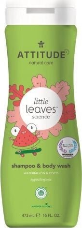 Dušo želė ir šampūnas Little Leaves 2in1 Shampoo & Bodywash Watermelon & Coco , 473 ml цена и информация | Dušo želė, aliejai | pigu.lt