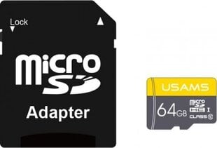 Usams MicroSDHC 64 ГБ Class 10 U1 (ZB119TF01) цена и информация | Карты памяти для фотоаппаратов, камер | pigu.lt