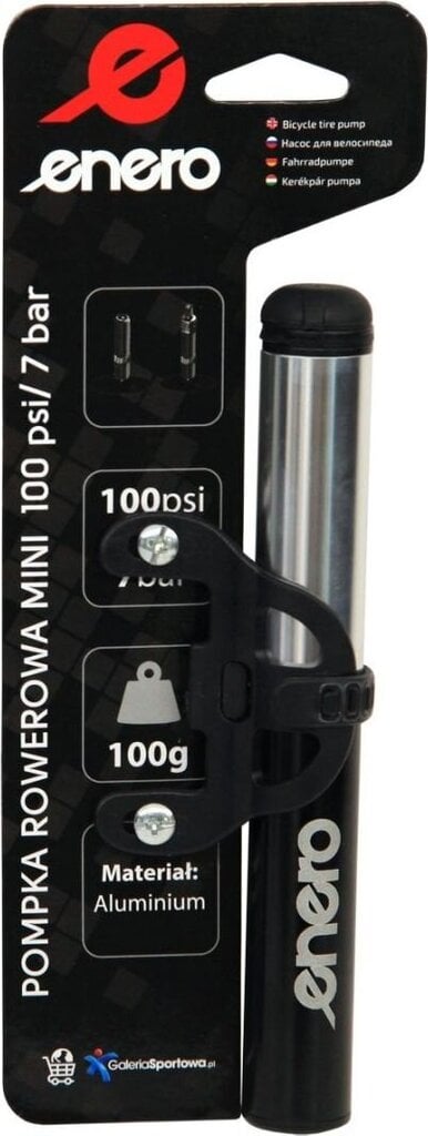 Dviračio mini pompa Enero 22x191mm, juoda kaina ir informacija | Pompos dviračiams | pigu.lt