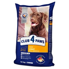 CLUB 4 PAWS Premium pilnavertis sausas ėdalas suaugusiems, visų veislių šunims svorio kontrolei „LIGHT“ , 14kg kaina ir informacija | Sausas maistas šunims | pigu.lt