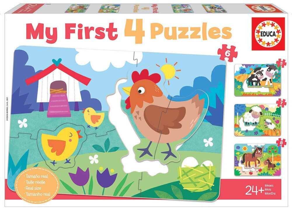 Dėlionės Educa Borras Baby Animals, 4 vnt. kaina ir informacija | Dėlionės (puzzle) | pigu.lt