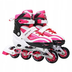 SportVida Inline Роликовые коньки с регулируемым размером 31-34 подшибниками 7 PU 64mm 82A колесами Белый-Розовый цена и информация | Ролики | pigu.lt