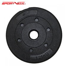 Diskinis svoris SportVida Rubbered Universal 1.25 kg, 26 mm kaina ir informacija | Svoriai, svarmenys, štangos | pigu.lt