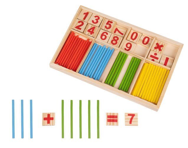 Medinis skaičiavimo rinkinys Montessori Wooden counting set kaina ir informacija | Žaislai kūdikiams | pigu.lt