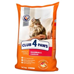 CLUB 4 PAWS Premium полнорационный сухой корм для взрослых кошек с HAIRBALL CONTROL, 14 кг цена и информация | Сухой корм для кошек | pigu.lt